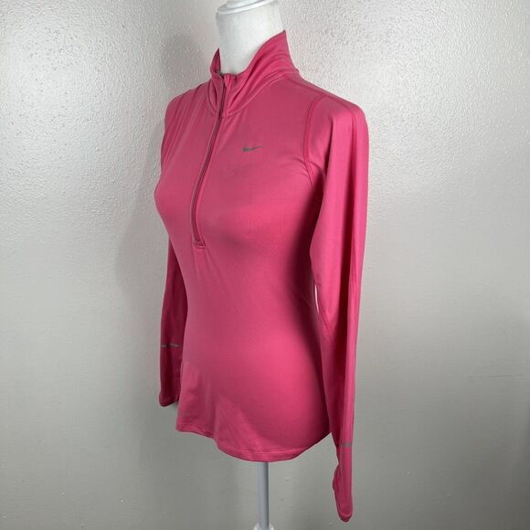Nike Sweater Women Extra Small Pink Long Sleeve 3/4 Zip Dri-Fit Running Pullover - Picture 2 of 14